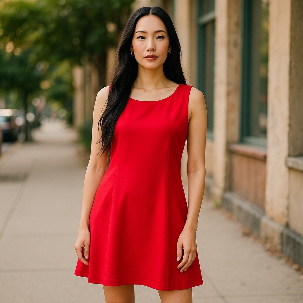 Ann Taylor LOFT Womens Dress Size 8 Red Office Work Dinner‎ Date Night Dress NEW